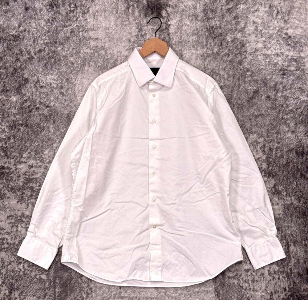 David Donahue Dress Shirt 17 Mens Trim Fit Long Sleeve Button Down